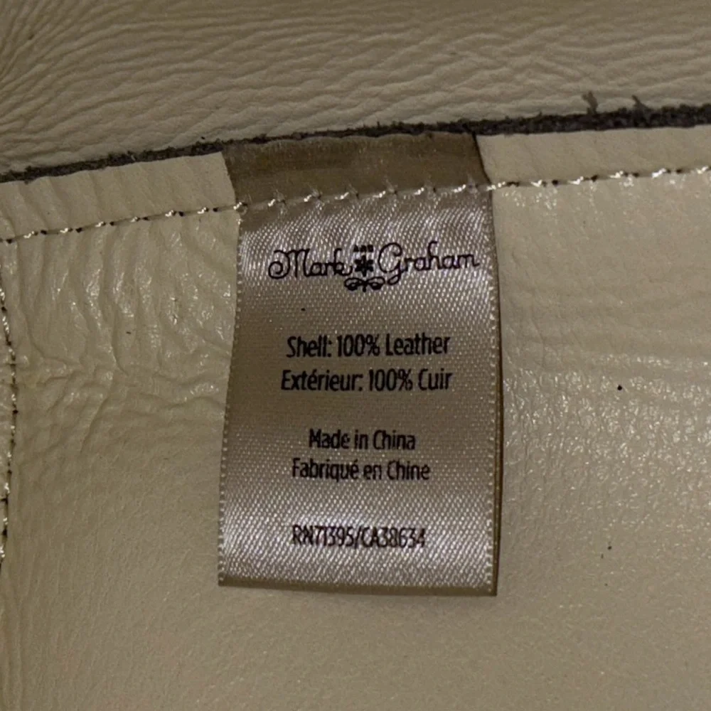 Mark And Graham Large Gray Suede Leather Purse Tote Brown Strap Shopper Bag